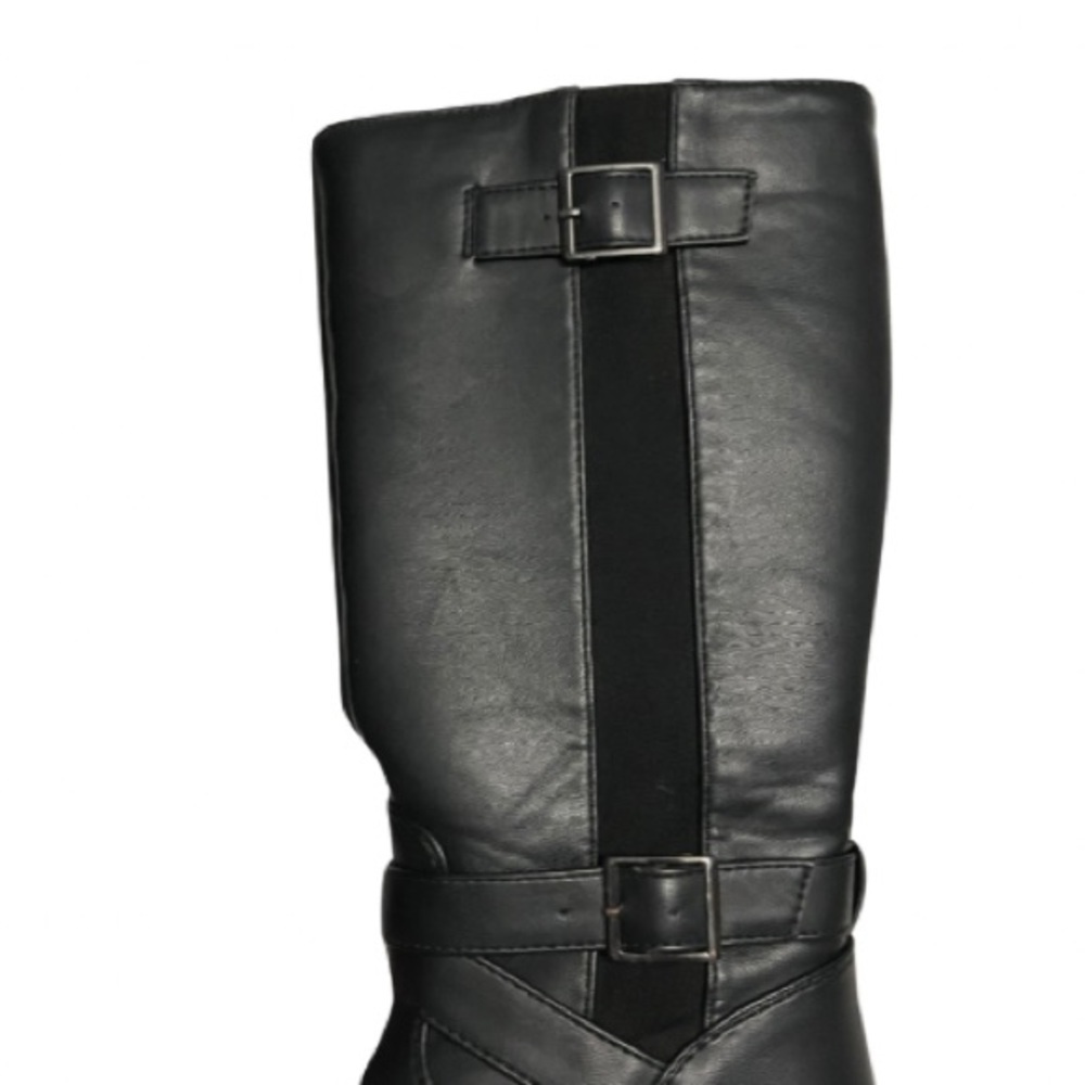 Girls Black Leather Knee High Boots Riding Style Size 1 - Picture 9 of 11